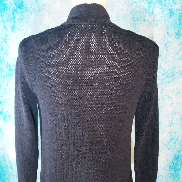 LOFT Black Knit Open Drape Cardigan Sweater - Picture 9 of 14
